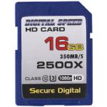 Digital Speed 2500X 16GB Professional High Speed Mach III 350MB/s Error Free (SDHC) HD Memory Card Class 10