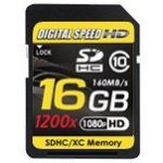 Digital Speed 1200X 16GB Professional High Speed Mach III 160MB/s Error Free (SDHC) HD Memory Card Class 10